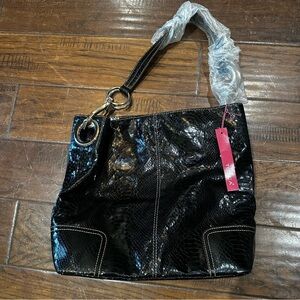 NWT Elegant Black Textured Shoulder Bag